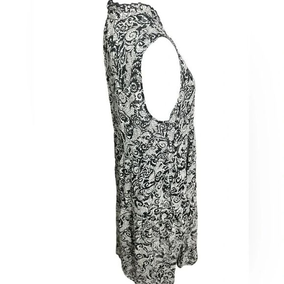 Maeve Anthropologie Tiered Maxi Dress s p Black White Floral abstract oversized - Picture 2 of 13